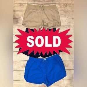 Bundle of 3 Women’s Shorts, Banana Republic & J.Crew, Size M, Blue & Khaki